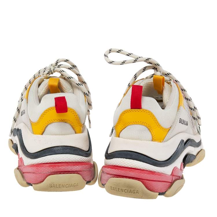 Pre Owned Balenciaga Multicolor Nubuck Leather And Mesh Triple S Sneakers Size 37