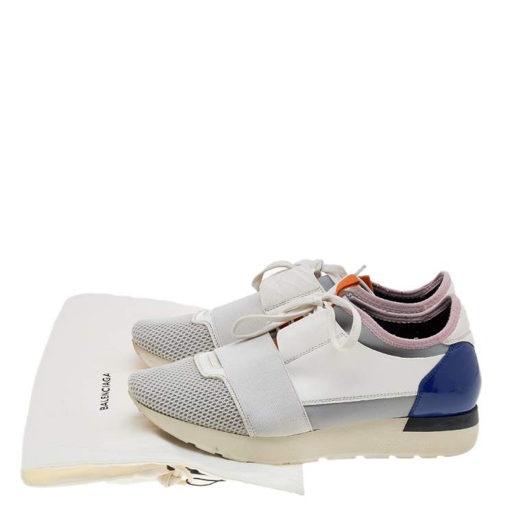 Pre Owned Balenciaga Multicolor Mesh And Leather Race Runner Sneakers Size 38