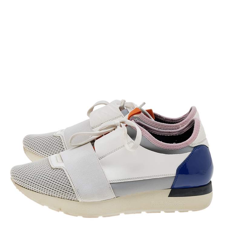 Pre Owned Balenciaga Multicolor Mesh And Leather Race Runner Sneakers Size 38