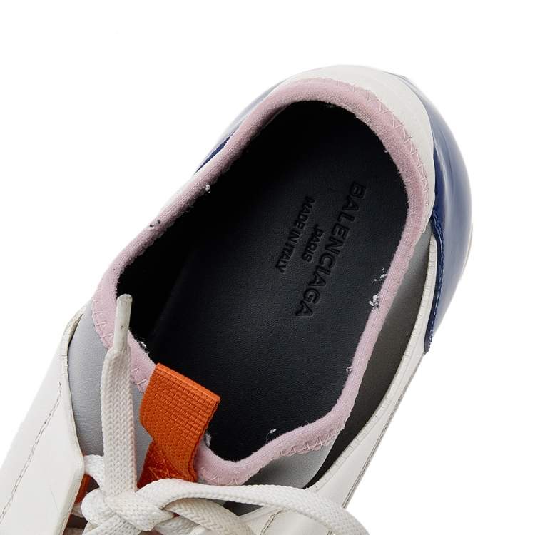 Pre Owned Balenciaga Multicolor Mesh And Leather Race Runner Sneakers Size 38
