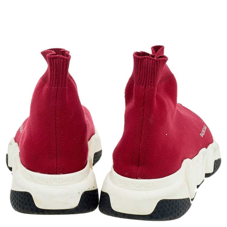 Pre Owned Balenciaga Red Knit Speed Trainer Sneakers Size 39