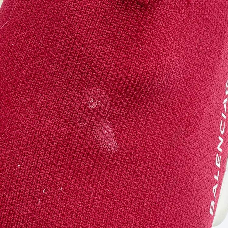 Pre Owned Balenciaga Red Knit Speed Trainer Sneakers Size 39