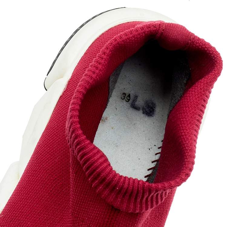 Pre Owned Balenciaga Red Knit Speed Trainer Sneakers Size 39