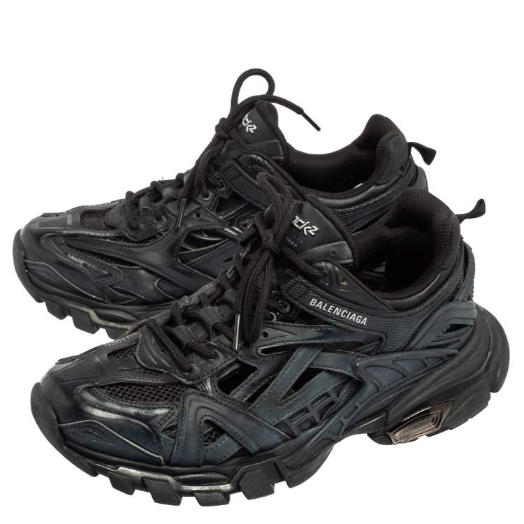 Pre Owned Balenciaga Black Rubber And Mesh Track 2 Sneakers Size 39