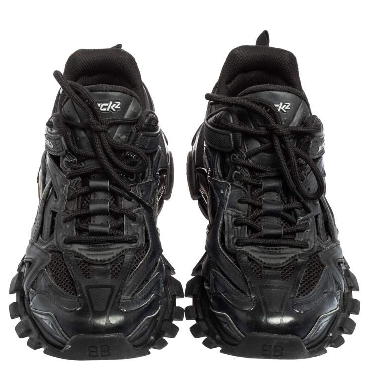 Pre Owned Balenciaga Black Rubber And Mesh Track 2 Sneakers Size 39