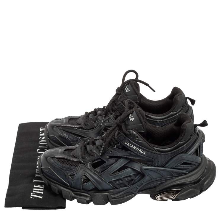 Pre Owned Balenciaga Black Rubber And Mesh Track 2 Sneakers Size 39