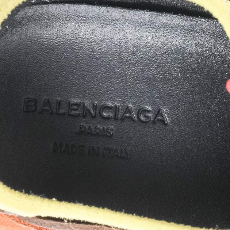 Pre Owned Balenciaga Multicolor Mesh And Leather Race Runner Low Top Sneakers Size 36