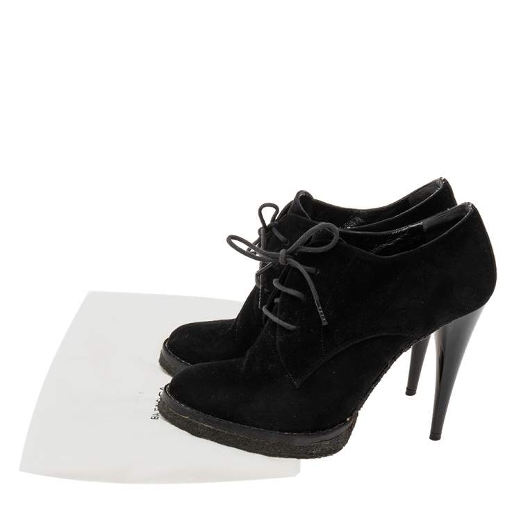Pre Owned Balenciaga Black Suede Ankle Boots Size 37
