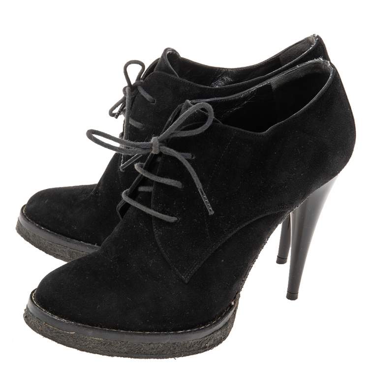 Pre Owned Balenciaga Black Suede Ankle Boots Size 37