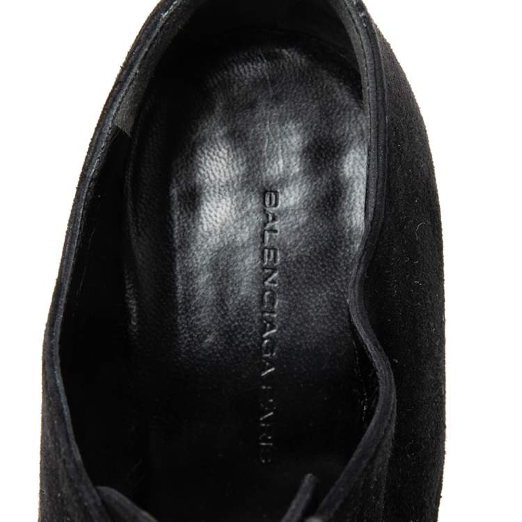 Pre Owned Balenciaga Black Suede Ankle Boots Size 37