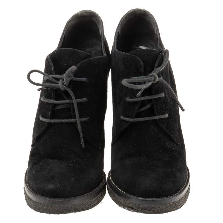 Pre Owned Balenciaga Black Suede Ankle Boots Size 37