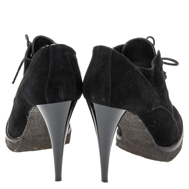 Pre Owned Balenciaga Black Suede Ankle Boots Size 37