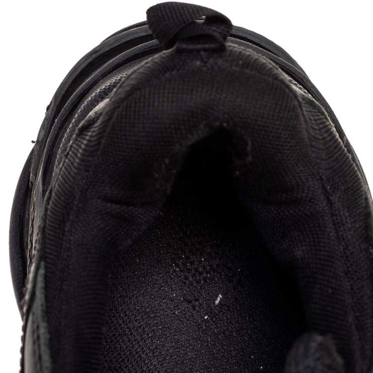 Pre Owned Balenciaga Black Mesh and Leather Triple S Sneakers Size 39