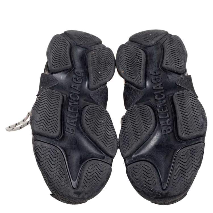 Pre Owned Balenciaga Black Mesh and Leather Triple S Sneakers Size 39