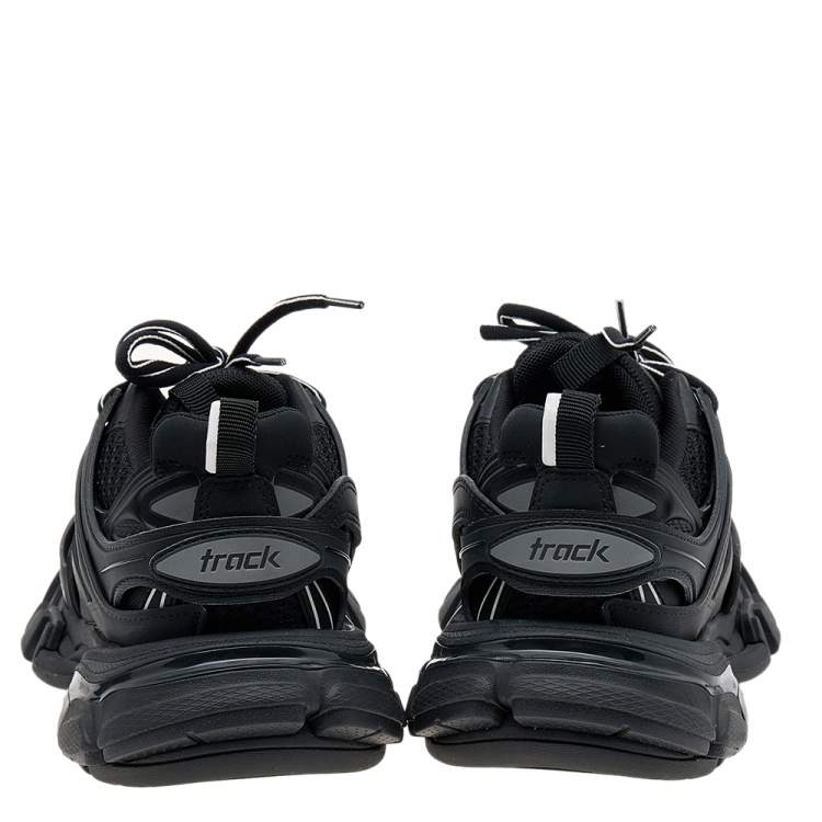Pre Owned Balenciaga Black Synthetic Leather And Mesh Track Low Top Sneakers Size 35