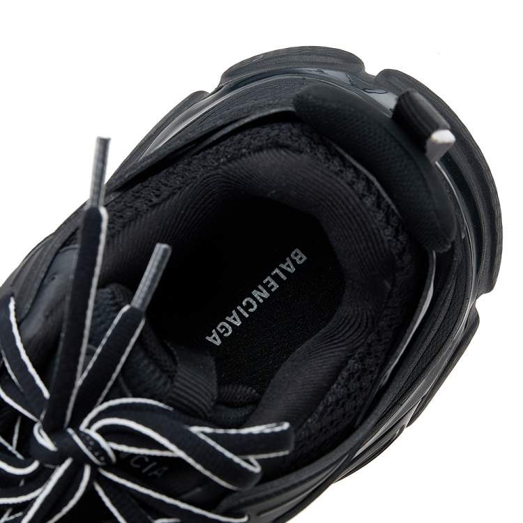 Pre Owned Balenciaga Black Synthetic Leather And Mesh Track Low Top Sneakers Size 35