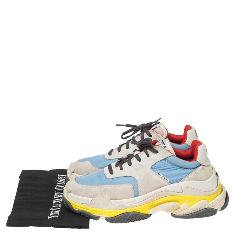 Pre Owned Balenciaga Multicolor Mesh And Leather Triple S Low Top Sneakers Size 39