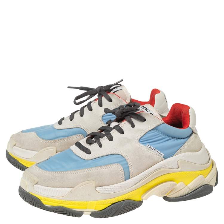 Pre Owned Balenciaga Multicolor Mesh And Leather Triple S Low Top Sneakers Size 39