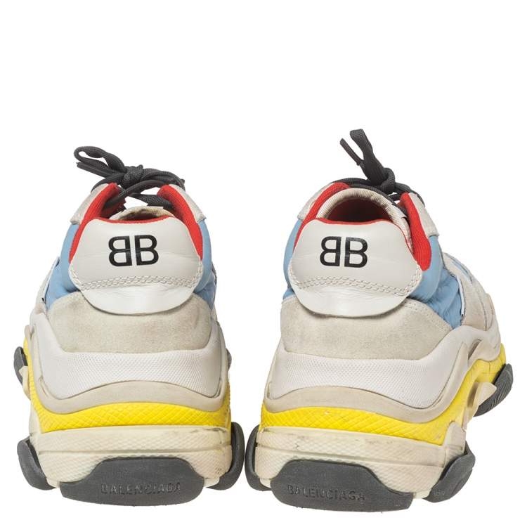 Pre Owned Balenciaga Multicolor Mesh And Leather Triple S Low Top Sneakers Size 39