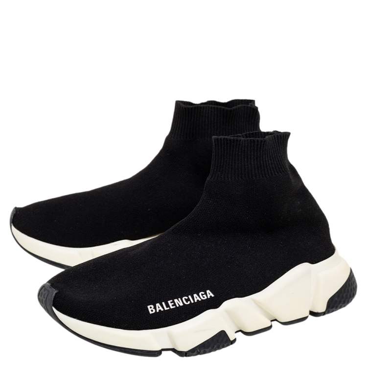مملوكة مسبقًا Balenciaga Black Knit Fabric Speed Trainer Sneakers Size 36