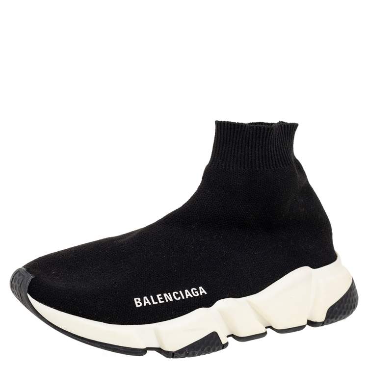 مملوكة مسبقًا Balenciaga Black Knit Fabric Speed Trainer Sneakers Size 36