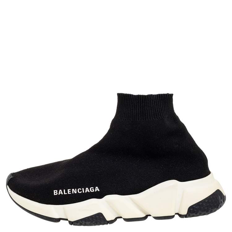مملوكة مسبقًا Balenciaga Black Knit Fabric Speed Trainer Sneakers Size 36