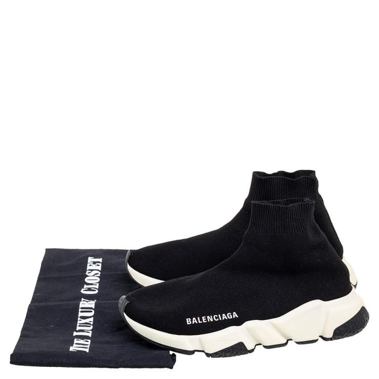 مملوكة مسبقًا Balenciaga Black Knit Fabric Speed Trainer Sneakers Size 36