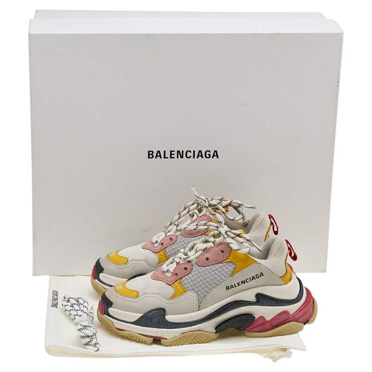 Pre Owned Balenciaga Multicolor Leather and Mesh Triple S Sneakers Size 36