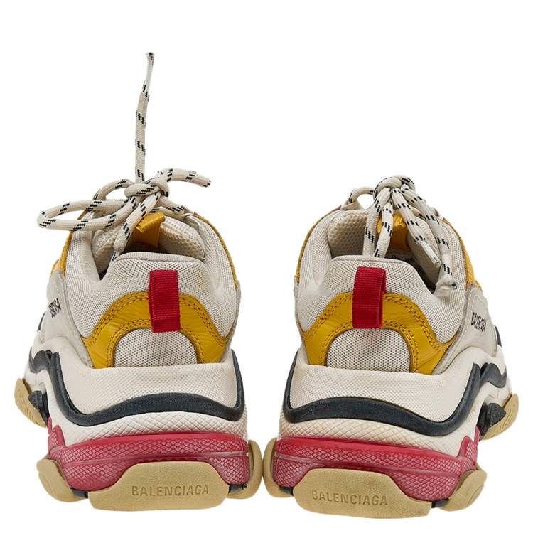 Pre Owned Balenciaga Multicolor Leather and Mesh Triple S Sneakers Size 36