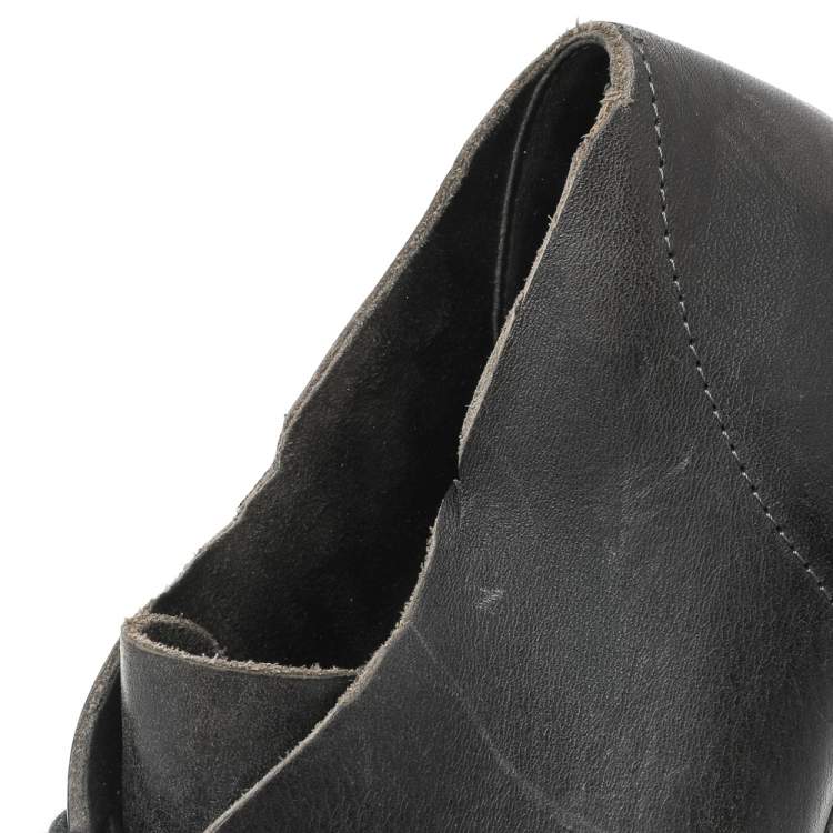 Pre Owned Balenciaga Black Leather Pointed Toe Lace Up  Ankle Boots Size 39