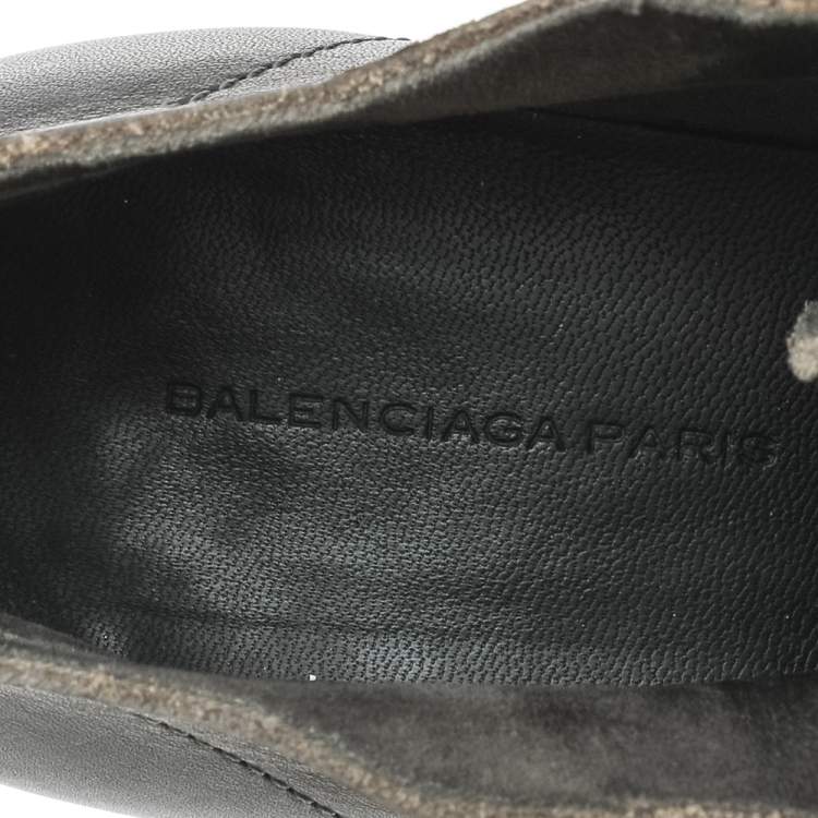 Pre Owned Balenciaga Black Leather Pointed Toe Lace Up  Ankle Boots Size 39