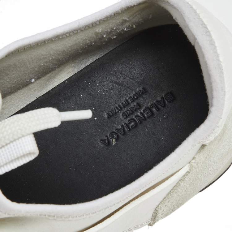 Pre Owned Balenciaga White Fabric And Leather Race Runner  Sneakers Size 39