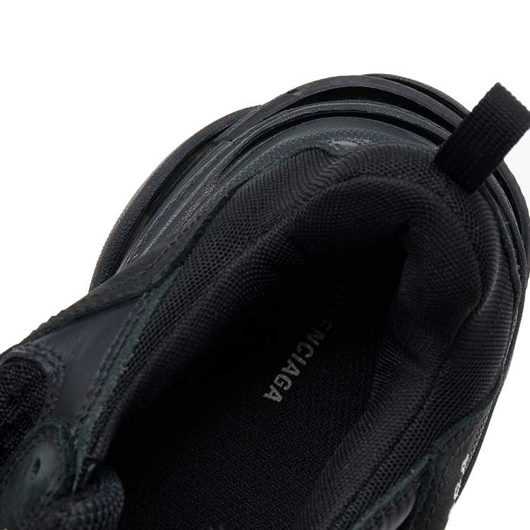 Pre Owned Balenciaga Black Mesh And Nubuck Leather Triple S Low Top Sneakers Size 39