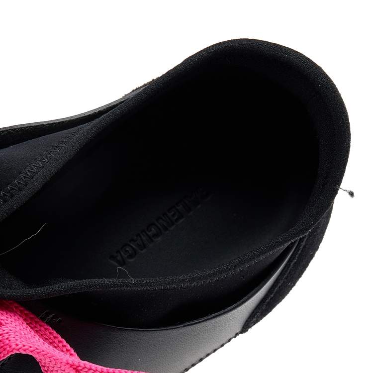 Pre Owned Balenciaga Black Leather and Mesh Race Runner Sneakers Size 37