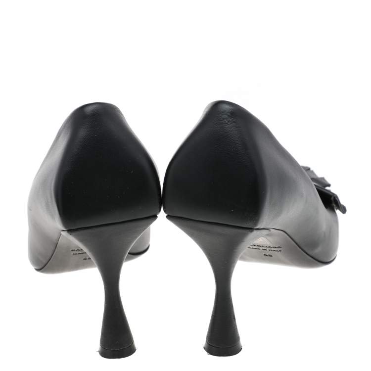 مملوكة مسبقًا Balenciaga Black Leather Fringe Knife Pointed Toe Pumps Size 40