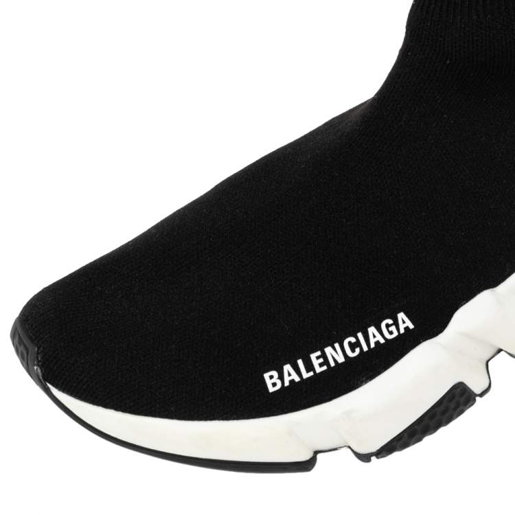 Pre Owned Balenciaga Black Knit Fabric Speed Trainer Sneakers Size 38 