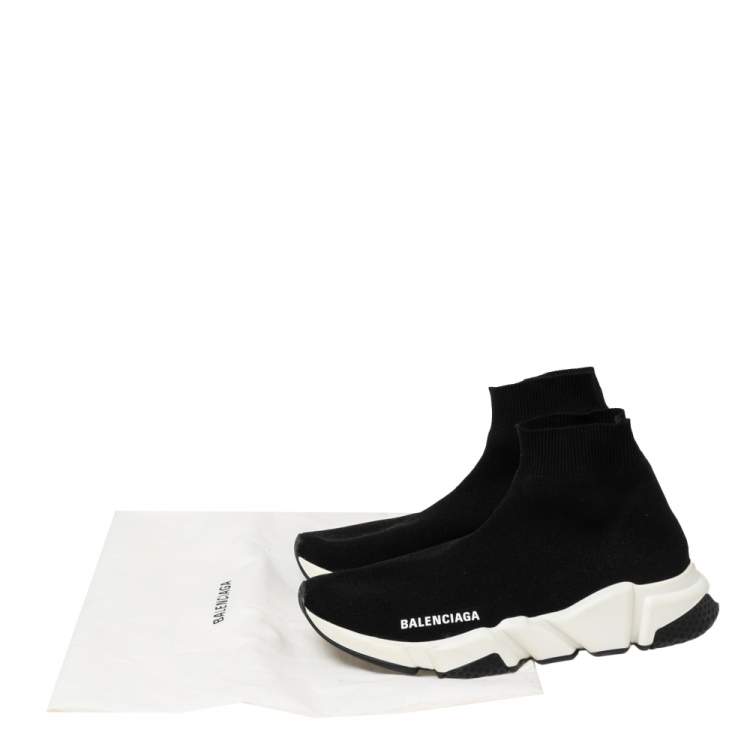 Pre Owned Balenciaga Black Knit Fabric Speed Trainer Sneakers Size 38 