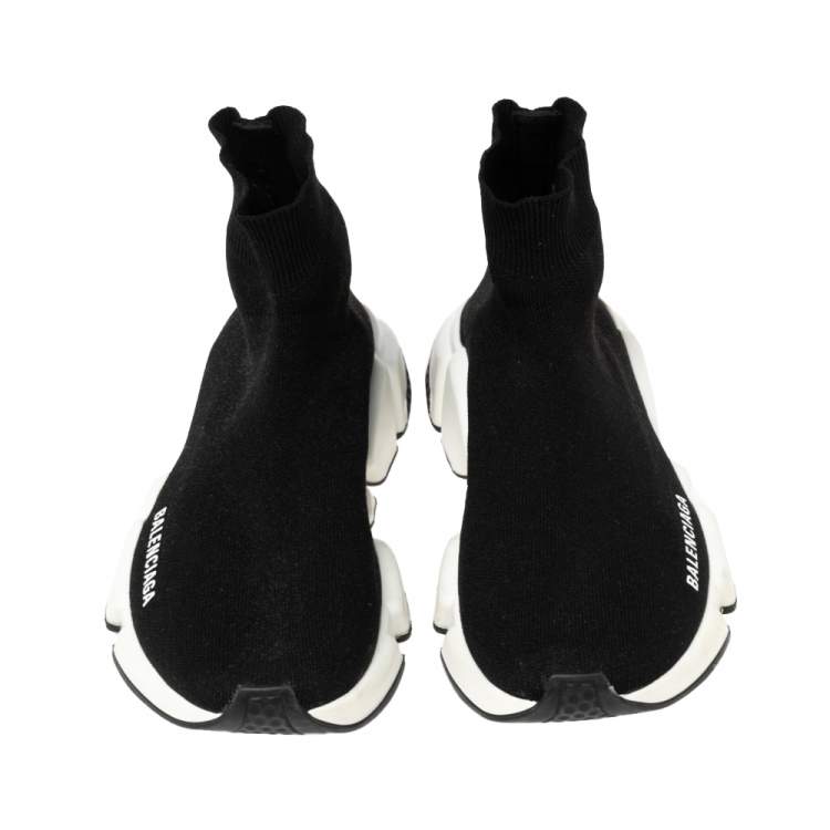 Pre Owned Balenciaga Black Knit Fabric Speed Trainer Sneakers Size 38 
