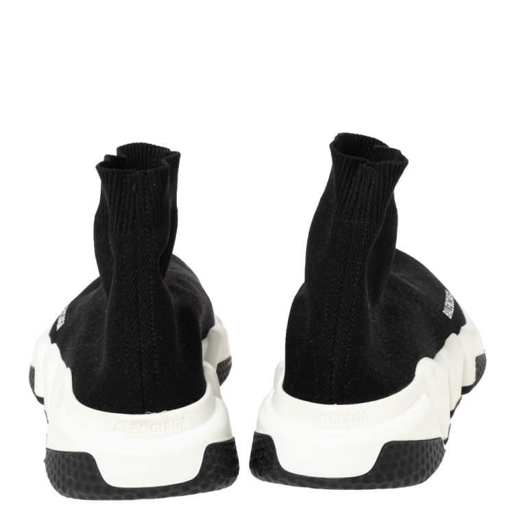 Pre Owned Balenciaga Black Knit Fabric Speed Trainer Sneakers Size 38 