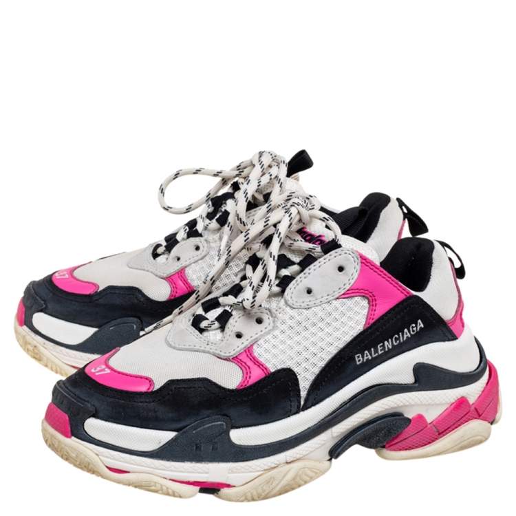 Pre Owned Balenciaga Multicolor Leather And Mesh Triple S Clear  Sneakers Size 37
