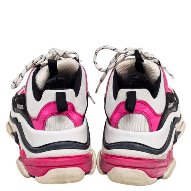 Pre Owned Balenciaga Multicolor Leather And Mesh Triple S Clear  Sneakers Size 37