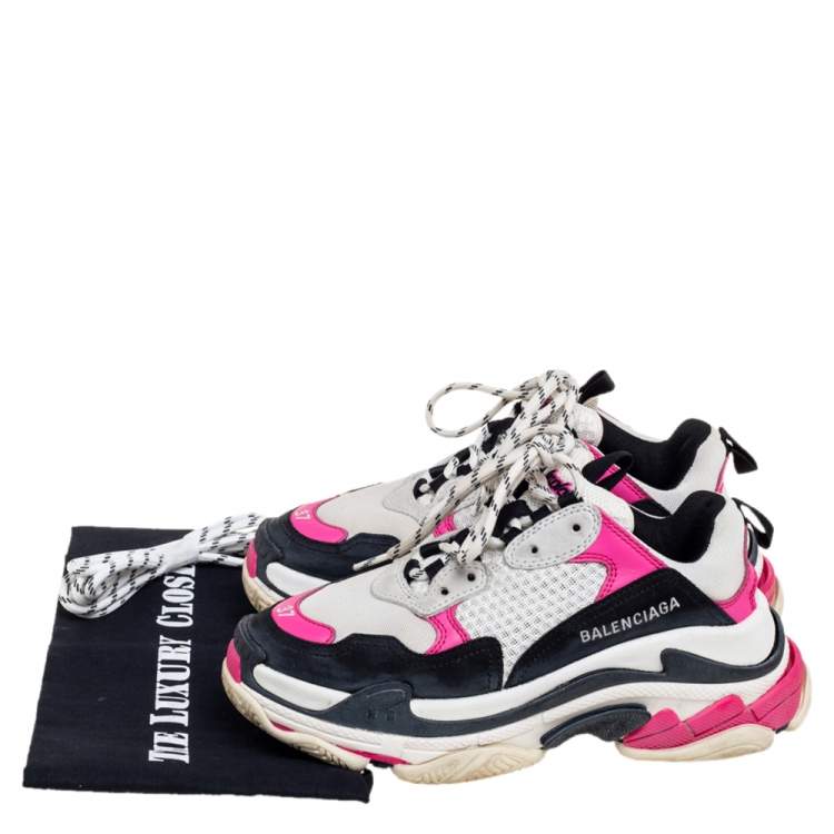 Pre Owned Balenciaga Multicolor Leather And Mesh Triple S Clear  Sneakers Size 37