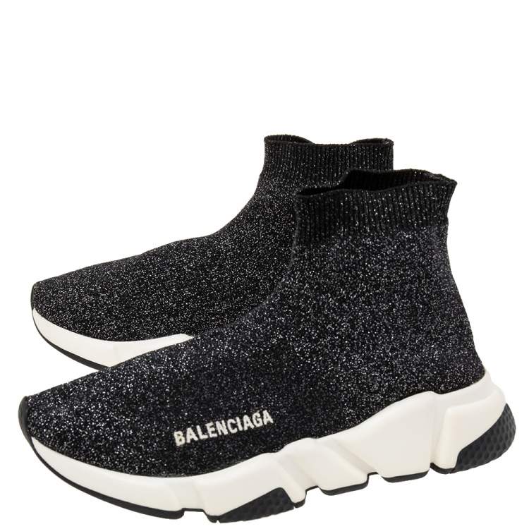 Pre Owned Balenciaga Grey Knit Fabric Speed Trainer Sneakers Size 37