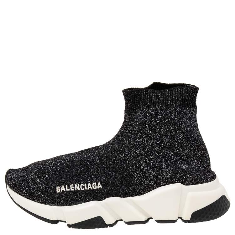 Pre Owned Balenciaga Grey Knit Fabric Speed Trainer Sneakers Size 37