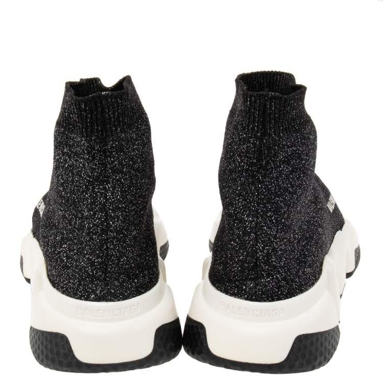 Pre Owned Balenciaga Grey Knit Fabric Speed Trainer Sneakers Size 37