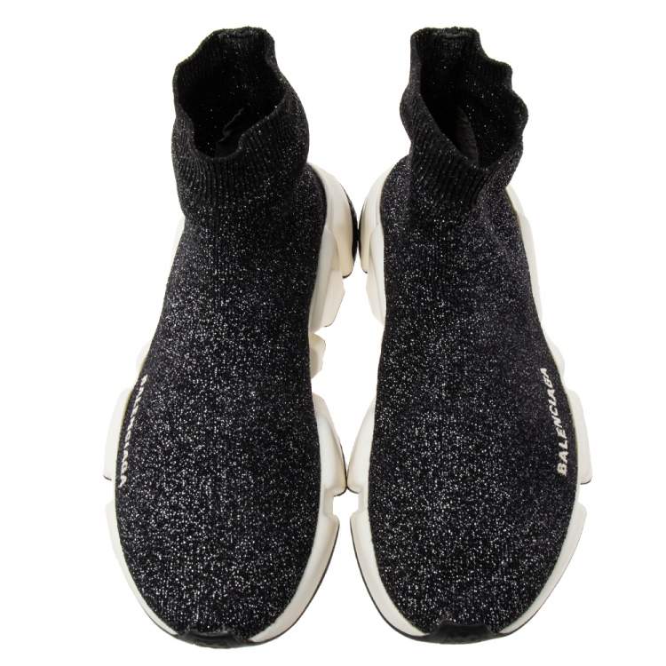 Pre Owned Balenciaga Grey Knit Fabric Speed Trainer Sneakers Size 37