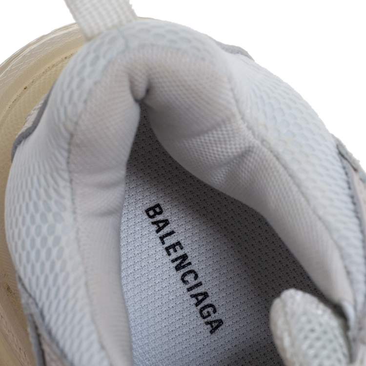Pre Owned Balenciaga White Leather And Mesh Triple S Clear Low Top Sneakers Size 35