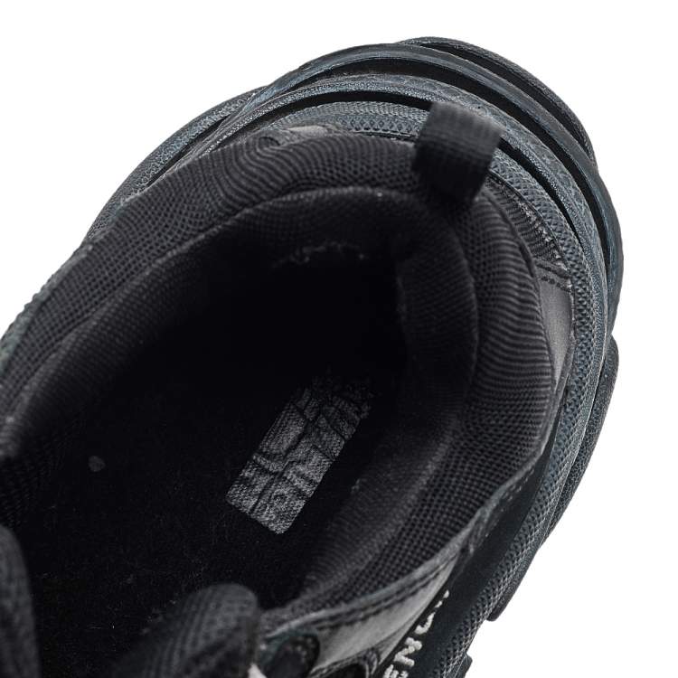Pre Owned Balenciaga Black Mesh And Leather Triple S Low Top Sneakers Size 38