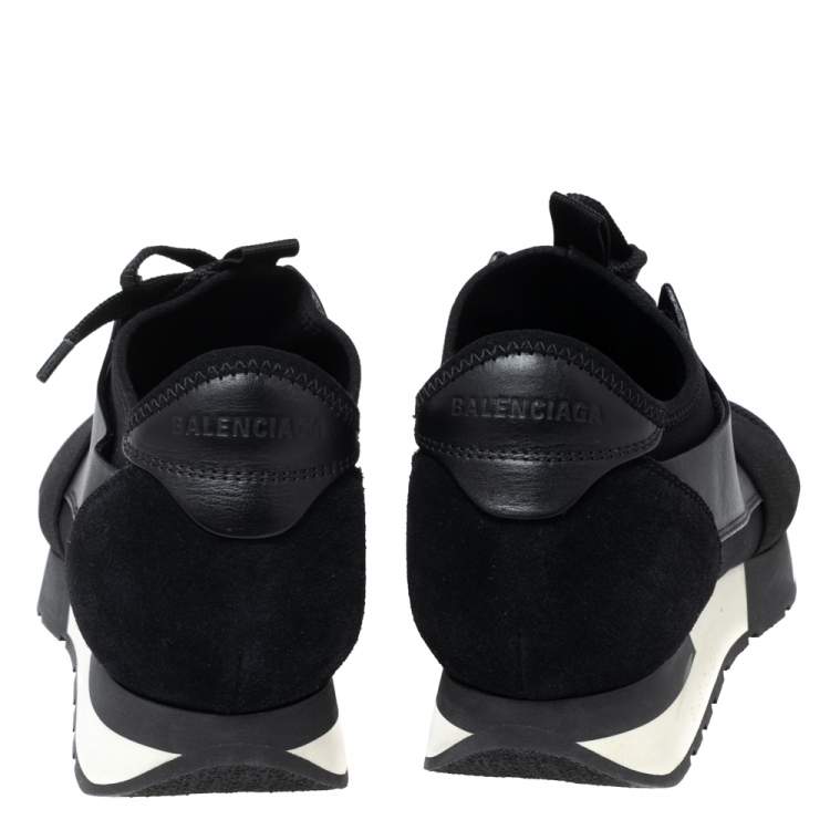 مملوكة مسبقًا Balenciaga Black  Leather And Mesh Race Runner Sneakers Size 36