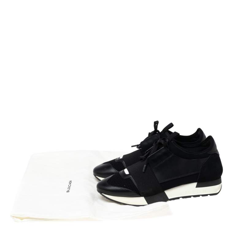 مملوكة مسبقًا Balenciaga Black  Leather And Mesh Race Runner Sneakers Size 36